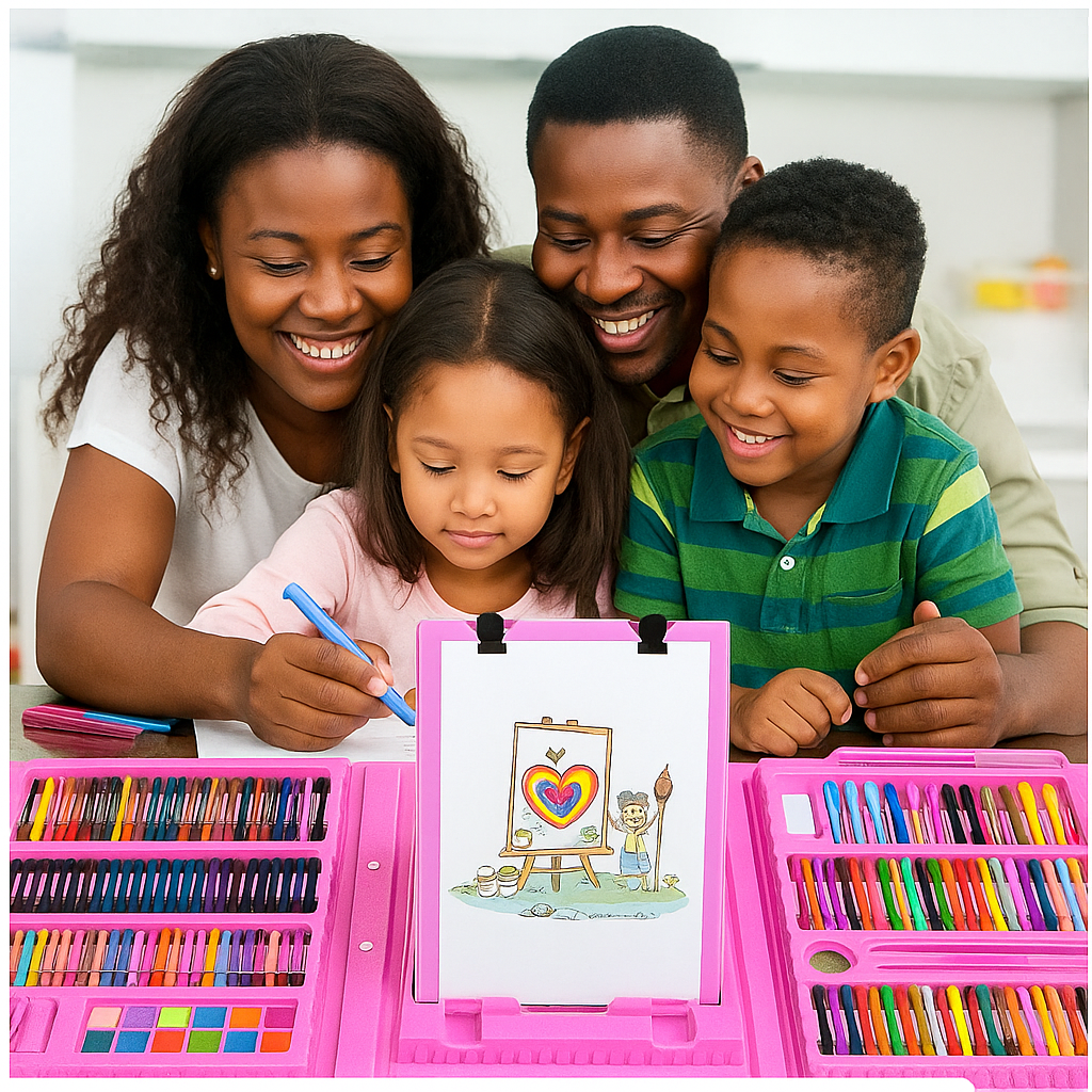 Kit Artistique 208 Pièces pour Enfants – Mallette Complète de Dessin & Coloriage