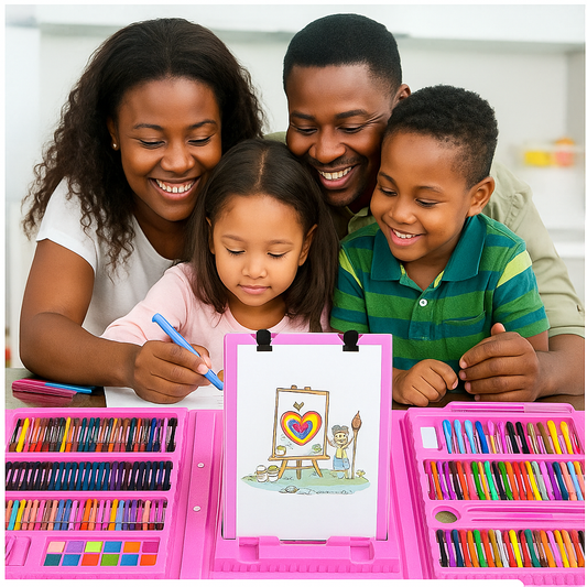 Kit Artistique 208 Pièces pour Enfants – Mallette Complète de Dessin & Coloriage