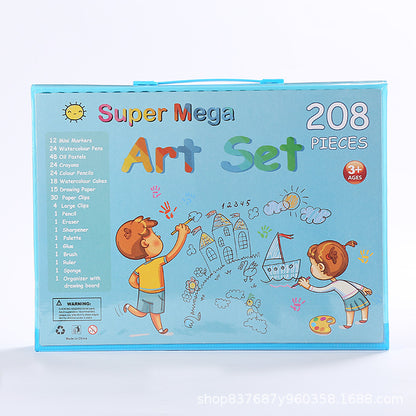 Kit Artistique 208 Pièces pour Enfants – Mallette Complète de Dessin & Coloriage