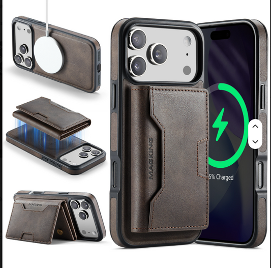 Ultra Premium Pochette+Portefeuille en Cuir 2-en-1 Pour iPhone et Samsung