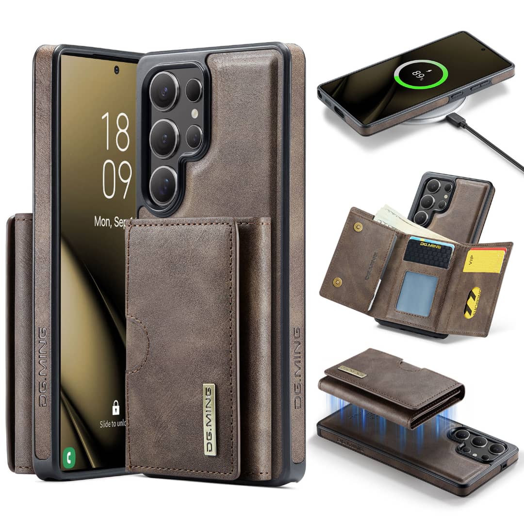 Ultra Premium Pochette+Portefeuille en Cuir 2-en-1 Pour iPhone et Samsung