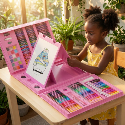 Kit Artistique 208 Pièces pour Enfants – Mallette Complète de Dessin & Coloriage