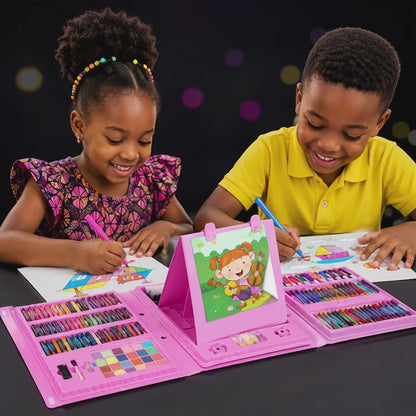 Kit Artistique 208 Pièces pour Enfants – Mallette Complète de Dessin & Coloriage